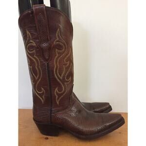 Black Jack Handmade Ring Lizard Chocolate Goat Leather Cowgirl Boots 5.5B 35.5